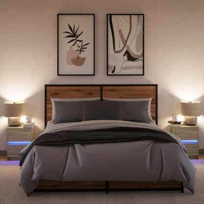 Bedside Cabinets with LED Lights 2 pcs Sonoma Oak