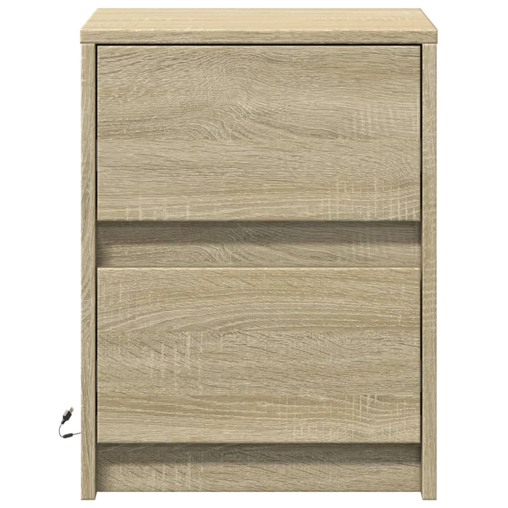 Bedside Cabinets with LED Lights 2 pcs Sonoma Oak
