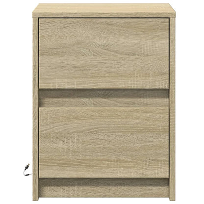 Bedside Cabinets with LED Lights 2 pcs Sonoma Oak