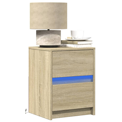 Bedside Cabinets with LED Lights 2 pcs Sonoma Oak