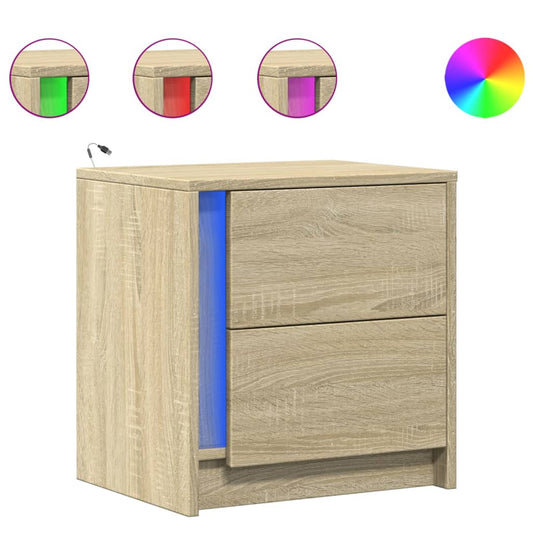 Bedside Cabinets with LED Lights 2 pcs Sonoma Oak