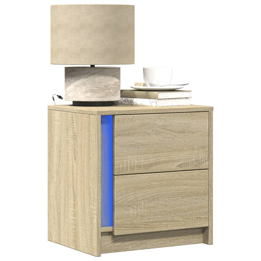 Bedside Cabinets with LED Lights 2 pcs Sonoma Oak