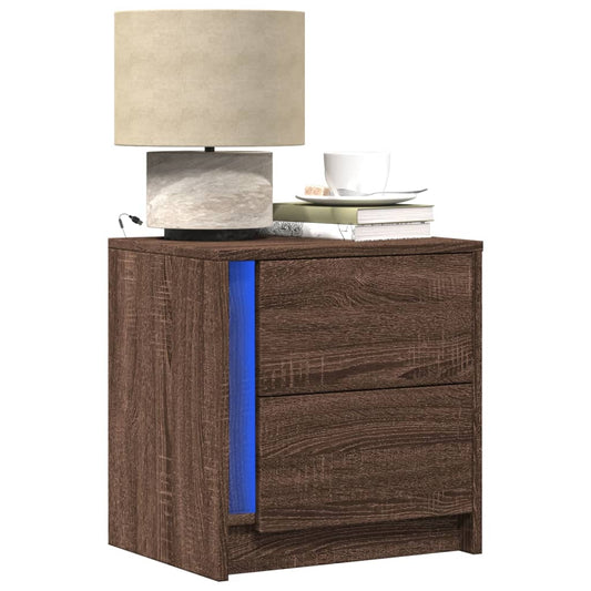 Bedside Cabinets with LED Lights 2 pcs Brown Oak