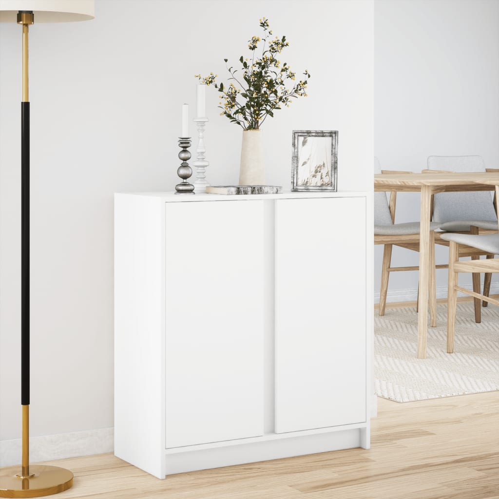 Sideboard with LED White 77x34x85 cm Engineered Wood