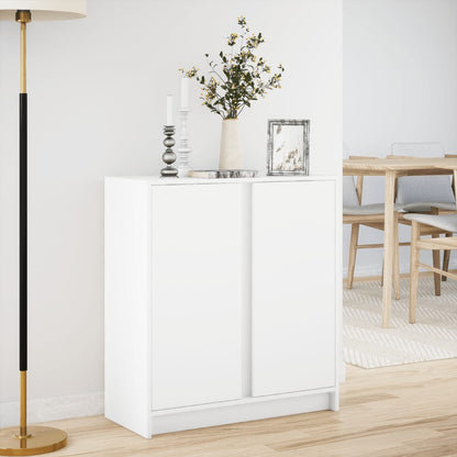 Sideboard with LED White 77x34x85 cm Engineered Wood