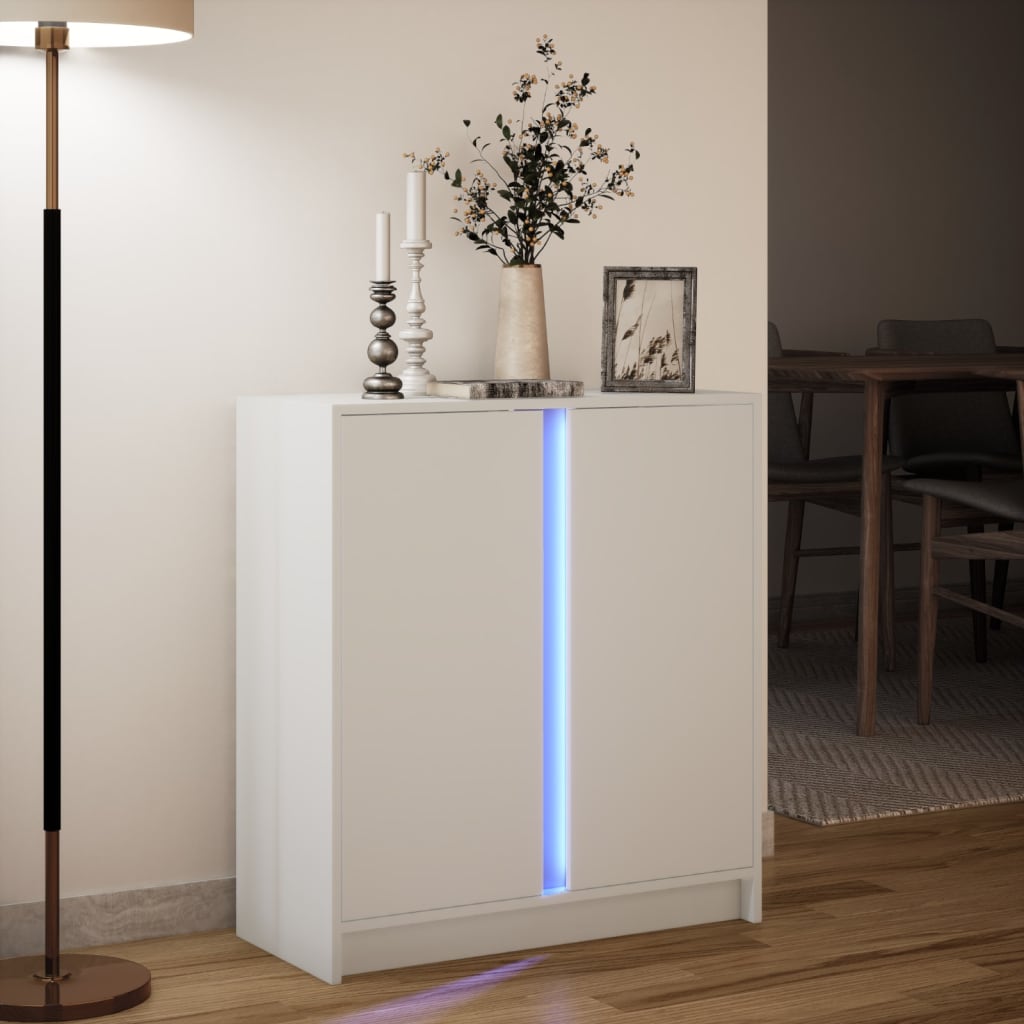 Sideboard with LED White 77x34x85 cm Engineered Wood