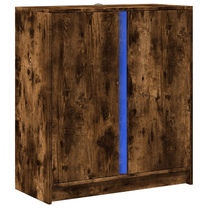 Sideboard with LED Smoked Oak 77x34x85 cm Engineered Wood