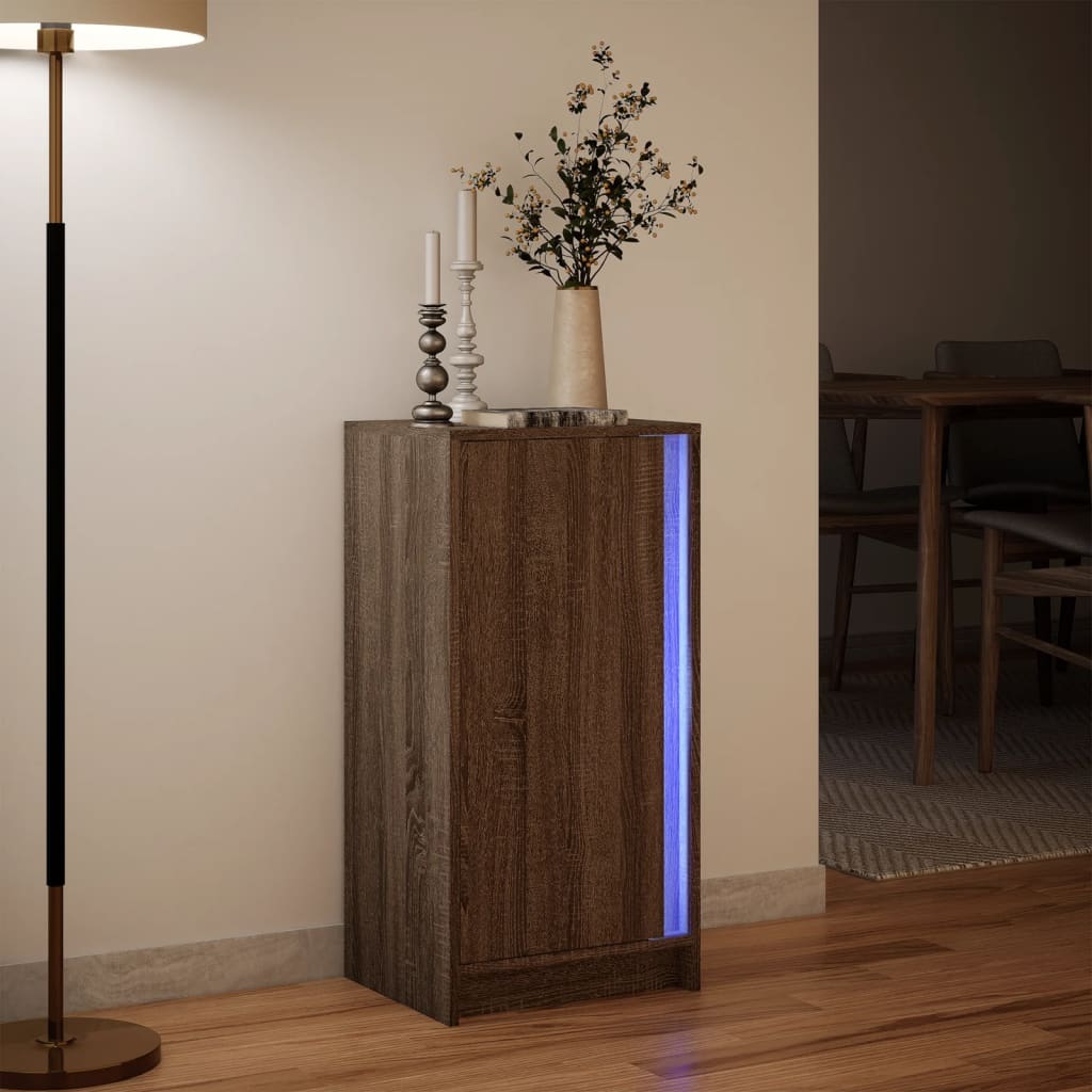 Sideboard with LED Brown Oak 42,5x34x85 cm Engineered Wood