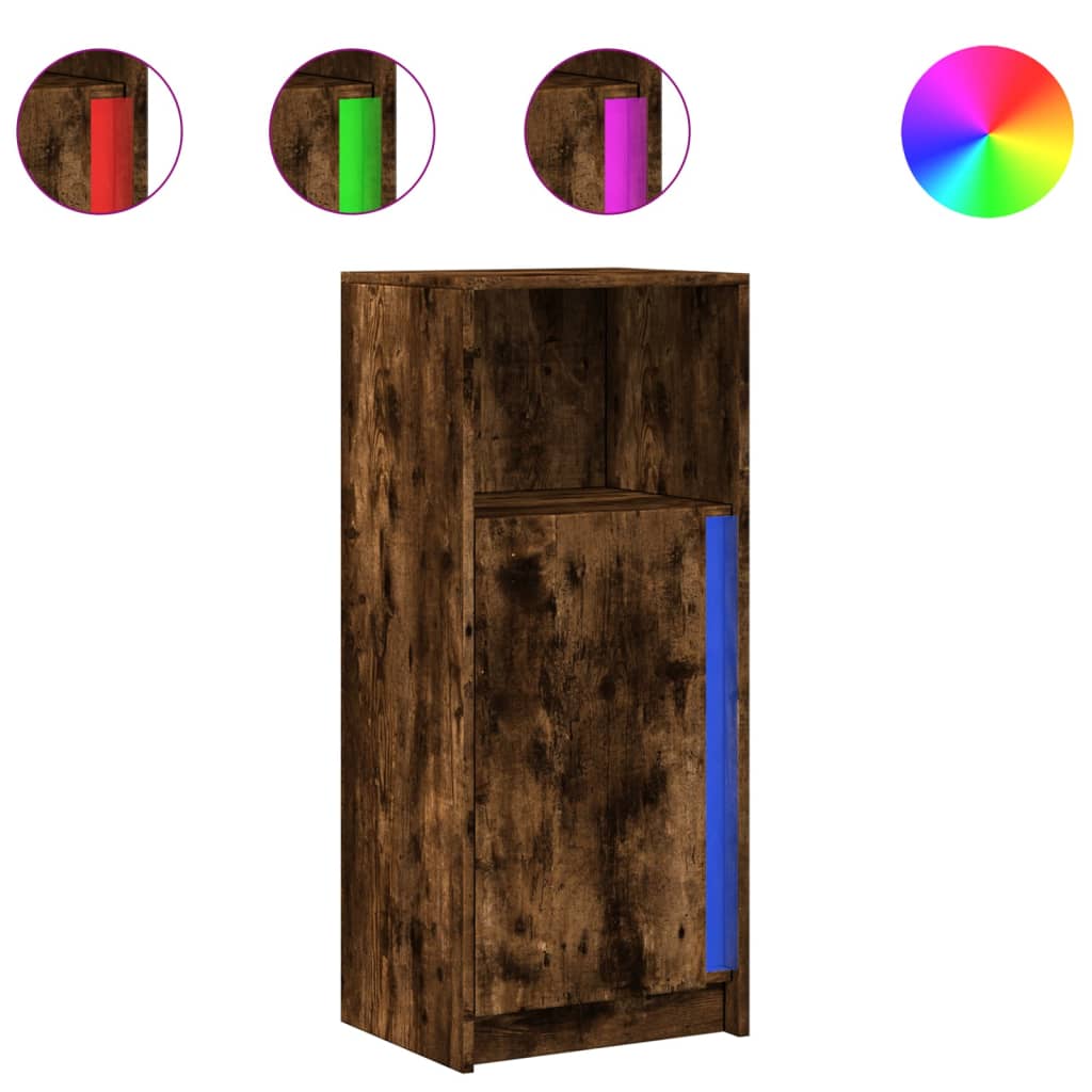 Sideboard with LED Smoked Oak 42,5x34x100 cm Engineered Wood