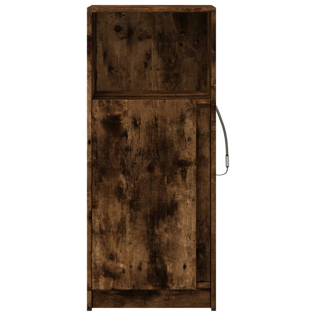Sideboard with LED Smoked Oak 42,5x34x100 cm Engineered Wood