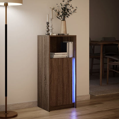 Sideboard with LED Brown Oak 42,5x34x100 cm Engineered Wood