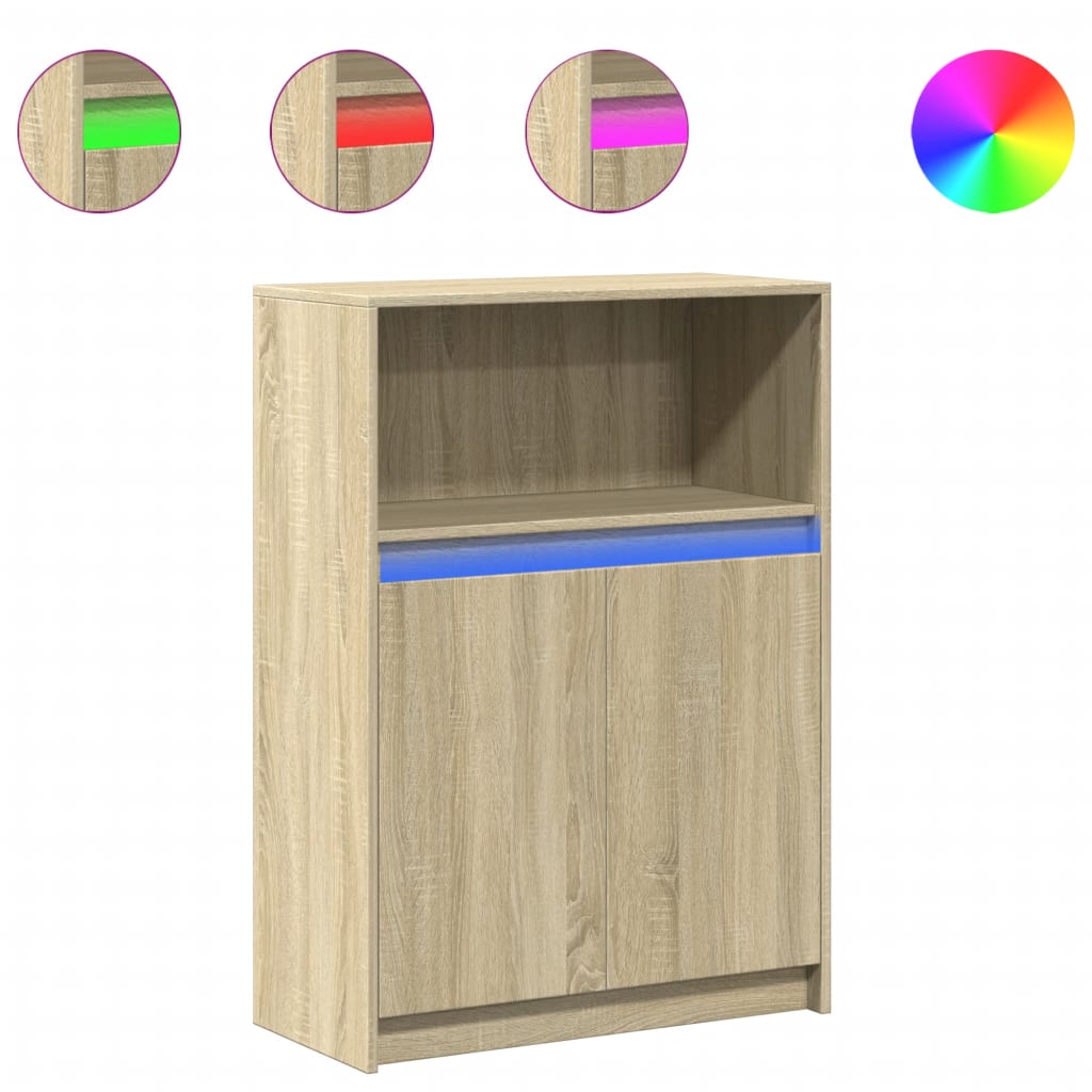 Sideboard with LED Sonoma Oak 72x34x100 cm Engineered Wood