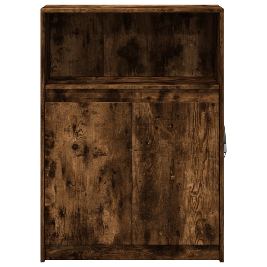 Sideboard with LED Smoked Oak 72x34x100 cm Engineered Wood