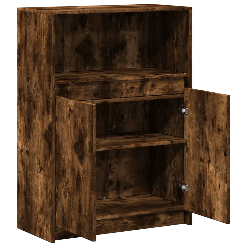 Sideboard with LED Smoked Oak 72x34x100 cm Engineered Wood