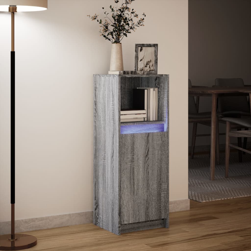 Sideboard with LED Grey Sonoma 38x34x100 cm Engineered Wood