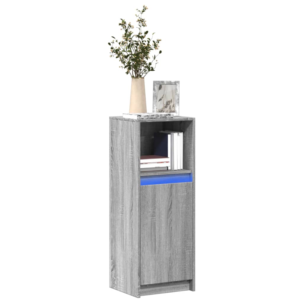 Sideboard with LED Grey Sonoma 38x34x100 cm Engineered Wood