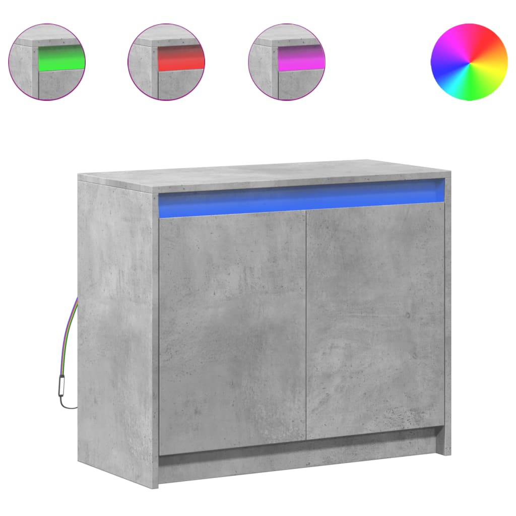 Sideboard with LED Concrete Grey 72x34x61 cm Engineered Wood