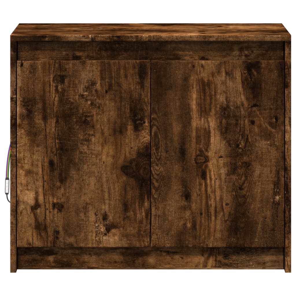 Sideboard with LED Smoked Oak 72x34x61 cm Engineered Wood