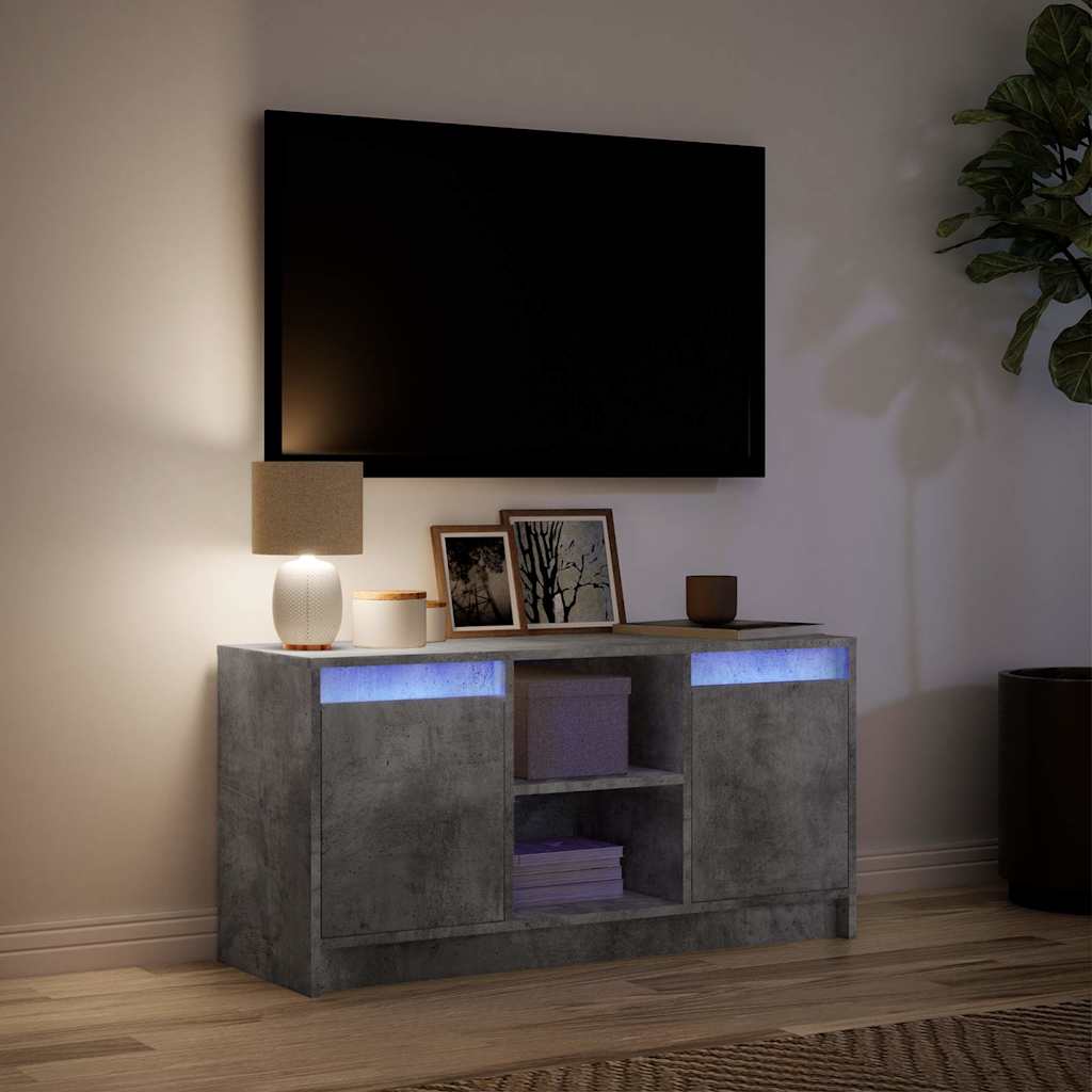TV Cabinet with LED Concrete Grey 100x34x50 cm Engineered Wood