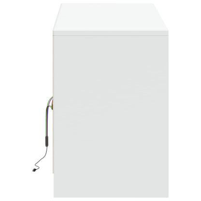 TV Cabinet with LED White 139,5x34x50 cm Engineered Wood