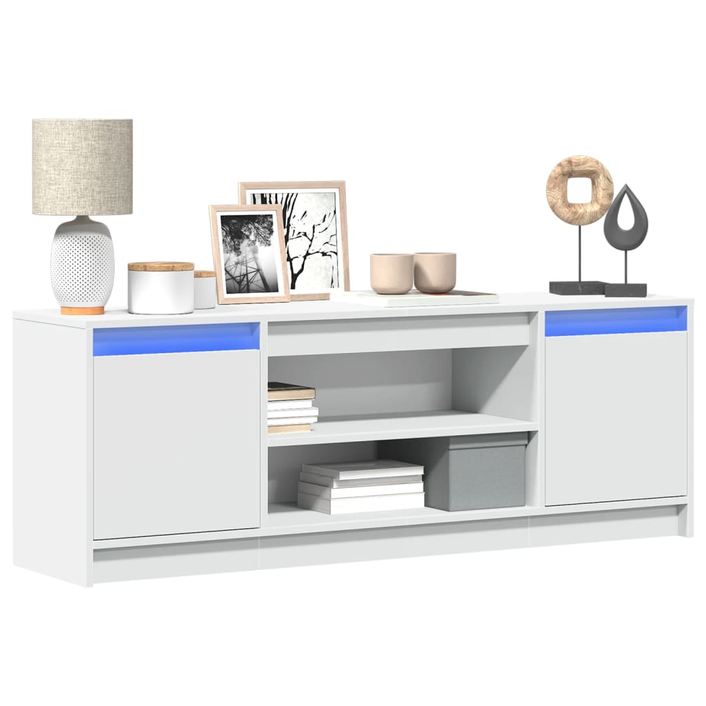 TV Cabinet with LED White 139,5x34x50 cm Engineered Wood