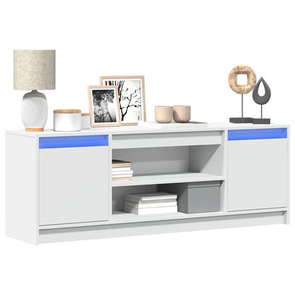 TV Cabinet with LED White 139,5x34x50 cm Engineered Wood