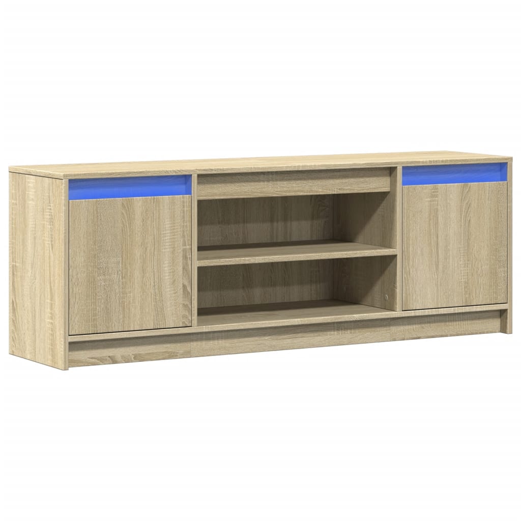 TV Cabinet with LED Sonoma Oak 139,5x34x50 cm Engineered Wood