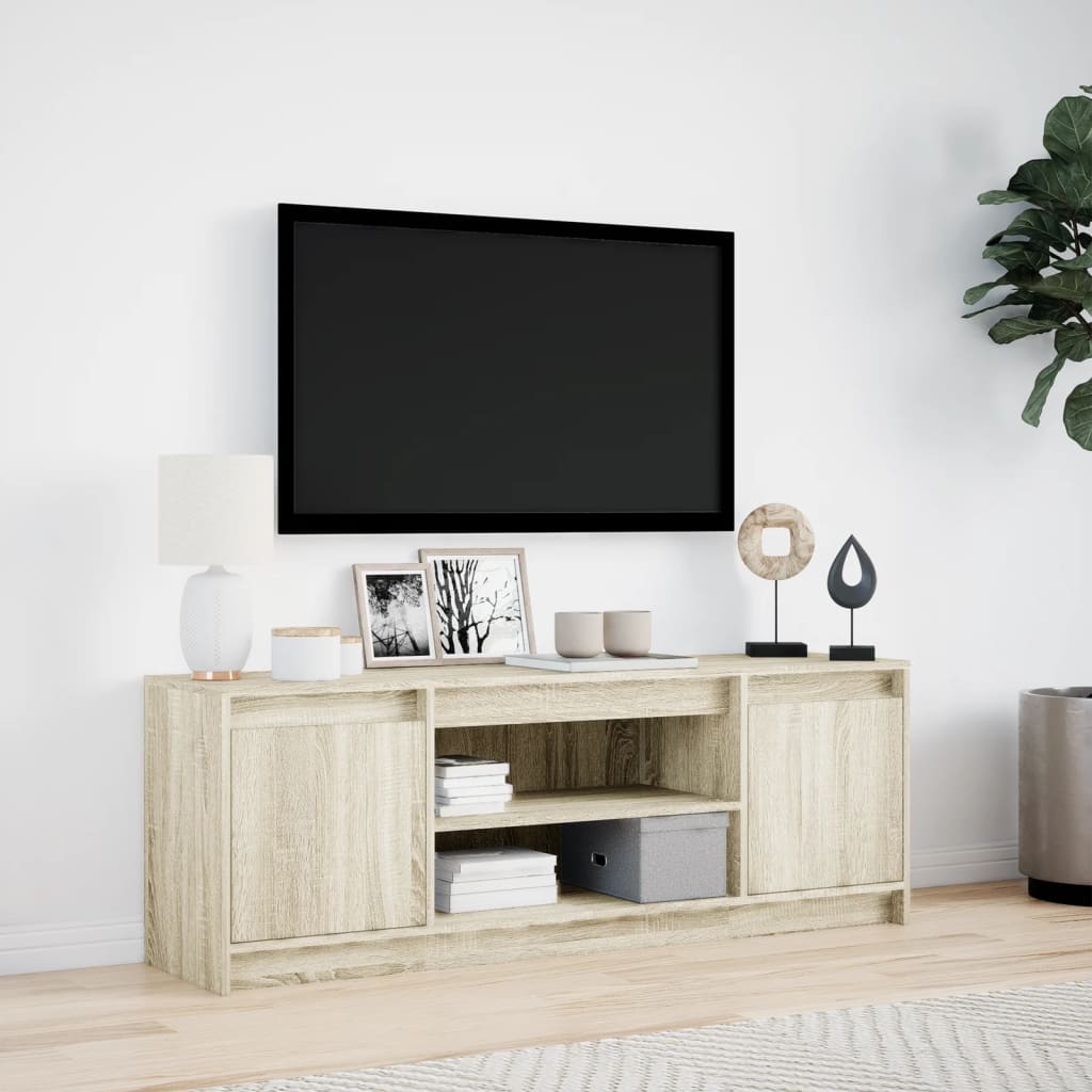 TV Cabinet with LED Sonoma Oak 139,5x34x50 cm Engineered Wood