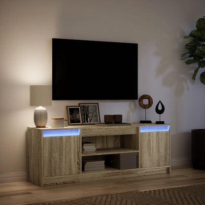 TV Cabinet with LED Sonoma Oak 139,5x34x50 cm Engineered Wood