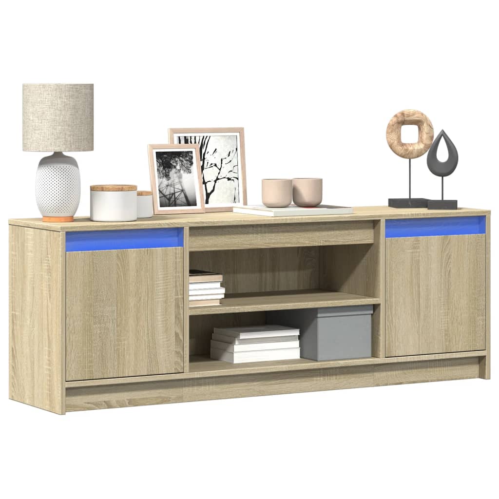 TV Cabinet with LED Sonoma Oak 139,5x34x50 cm Engineered Wood