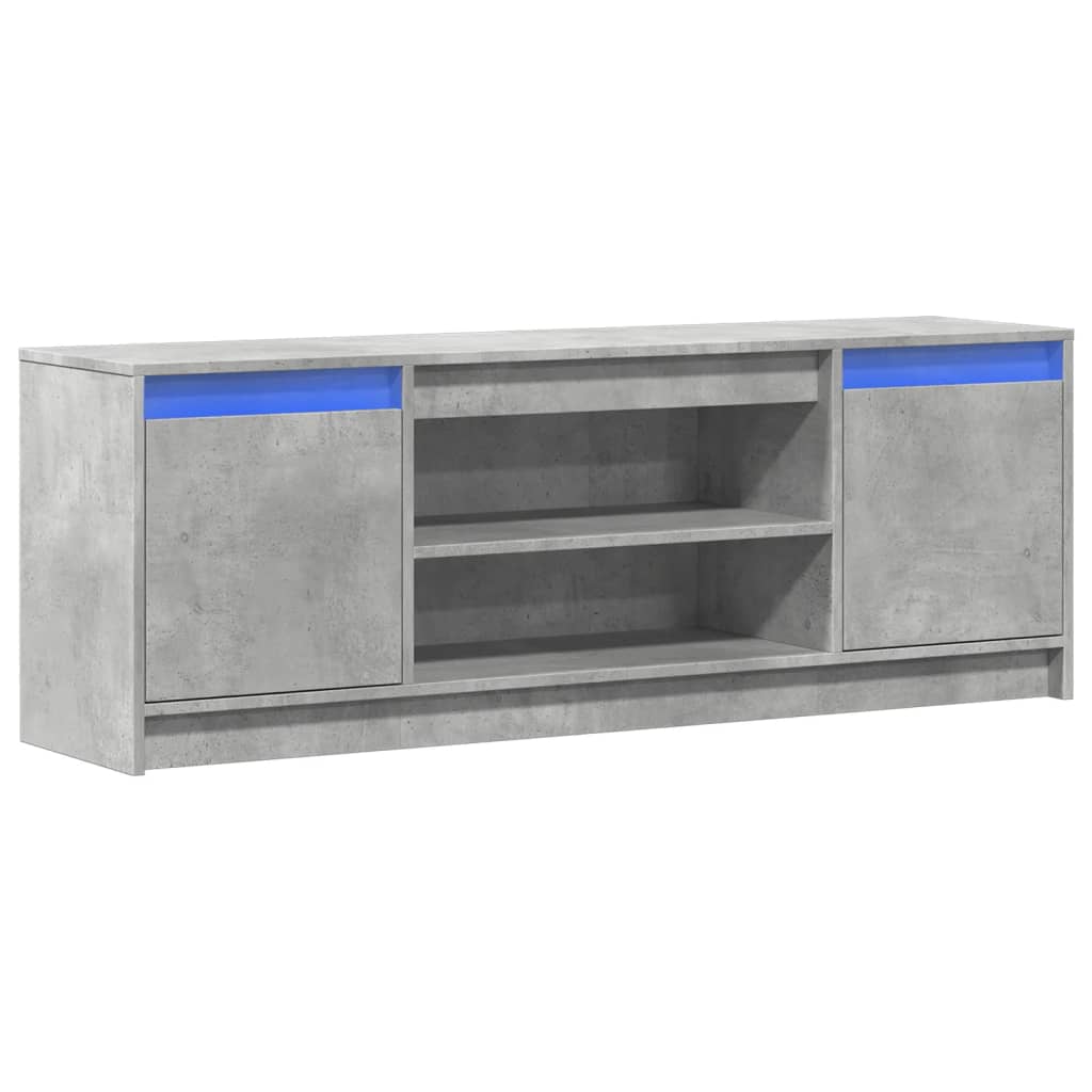 TV Cabinet with LED Concrete Grey 139,5x34x50 cm Engineered Wood