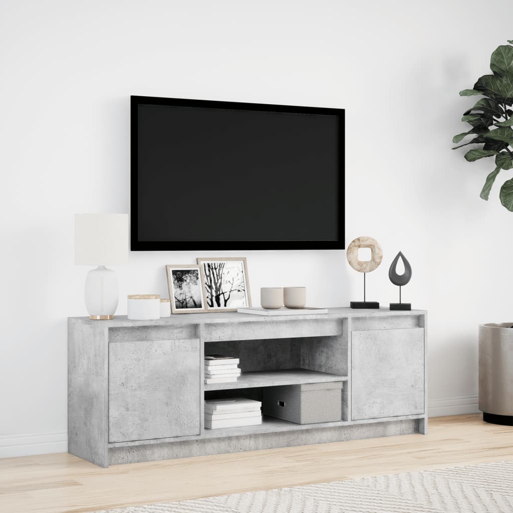 TV Cabinet with LED Concrete Grey 139,5x34x50 cm Engineered Wood
