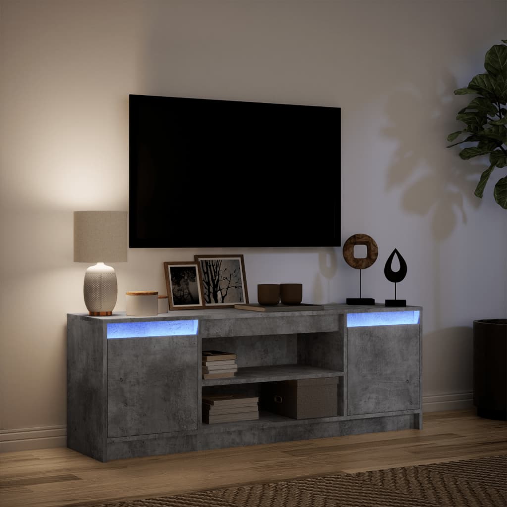 TV Cabinet with LED Concrete Grey 139,5x34x50 cm Engineered Wood