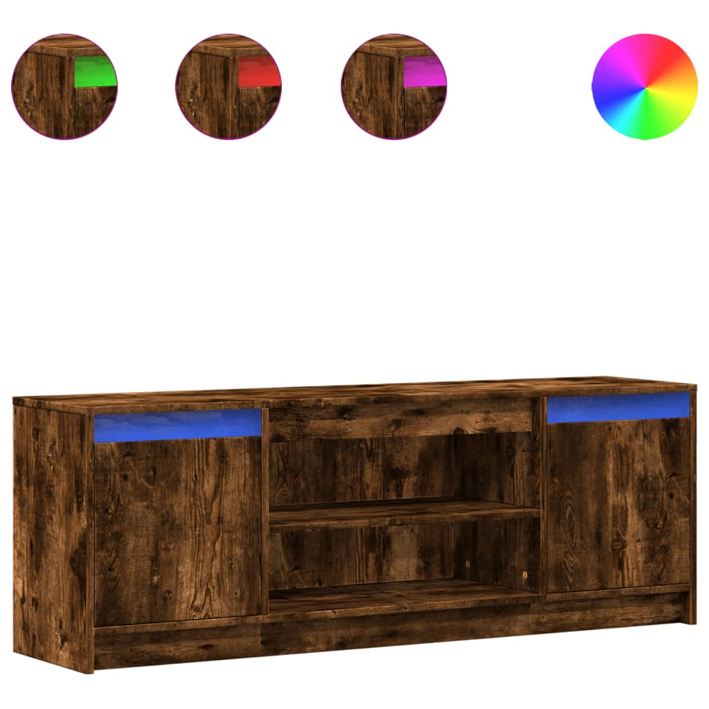 TV Cabinet with LED Smoked Oak 139,5x34x50 cm Engineered Wood