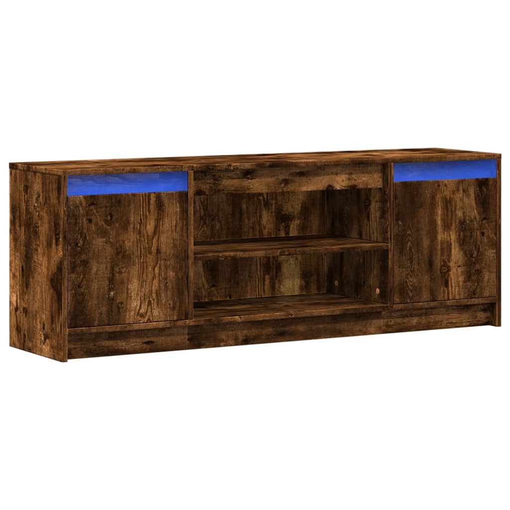 TV Cabinet with LED Smoked Oak 139,5x34x50 cm Engineered Wood