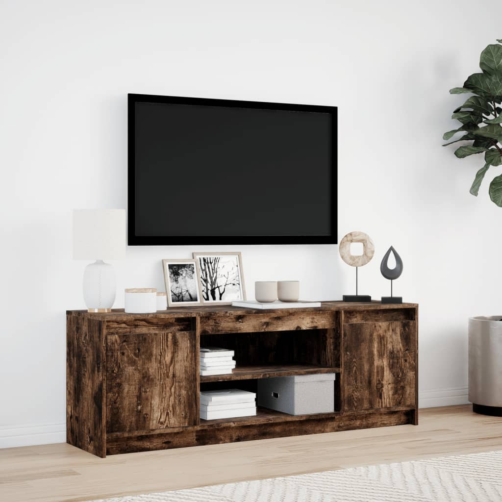 TV Cabinet with LED Smoked Oak 139,5x34x50 cm Engineered Wood