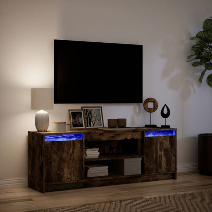 TV Cabinet with LED Smoked Oak 139,5x34x50 cm Engineered Wood