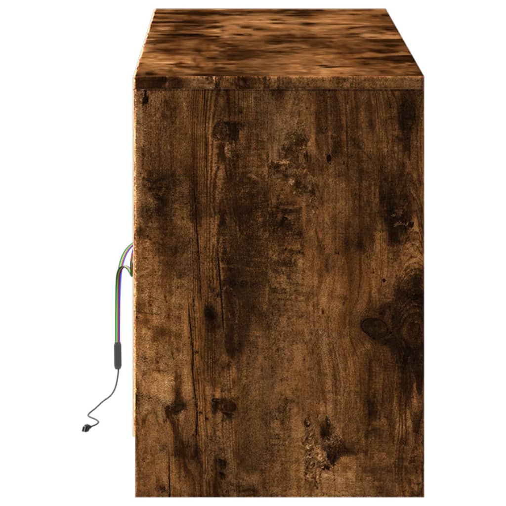 TV Cabinet with LED Smoked Oak 139,5x34x50 cm Engineered Wood