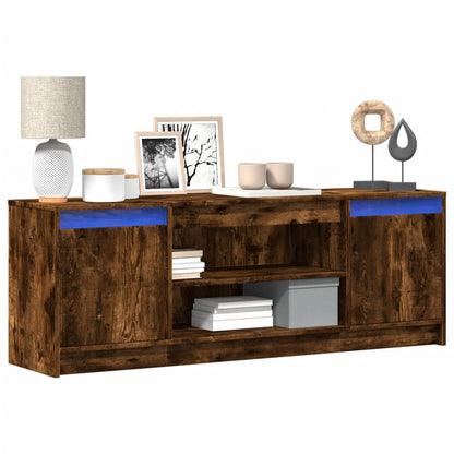 TV Cabinet with LED Smoked Oak 139,5x34x50 cm Engineered Wood