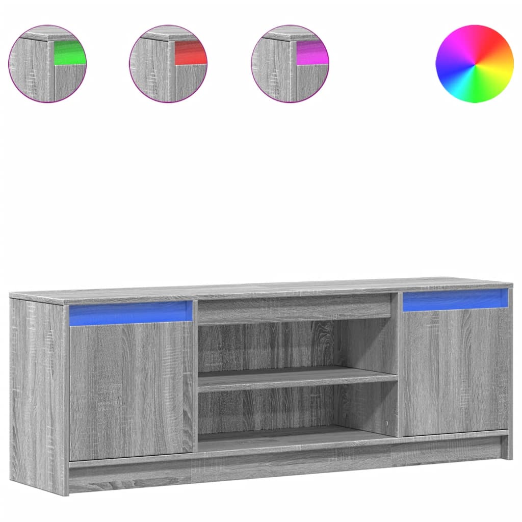 TV Cabinet with LED Grey Sonoma 139,5x34x50 cm Engineered Wood