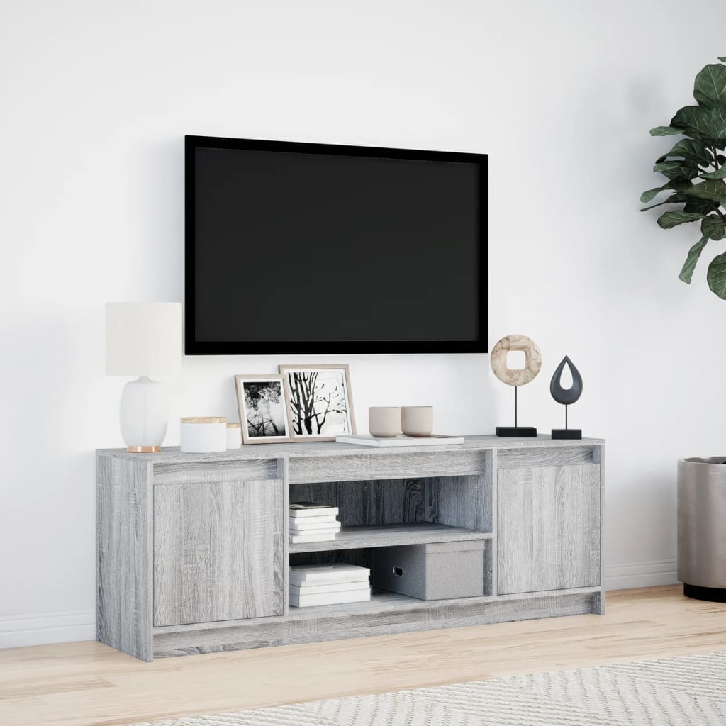 TV Cabinet with LED Grey Sonoma 139,5x34x50 cm Engineered Wood