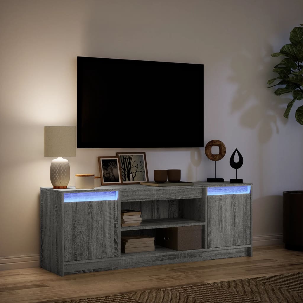 TV Cabinet with LED Grey Sonoma 139,5x34x50 cm Engineered Wood