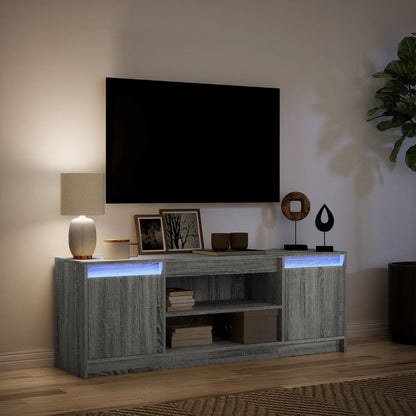 TV Cabinet with LED Grey Sonoma 139,5x34x50 cm Engineered Wood
