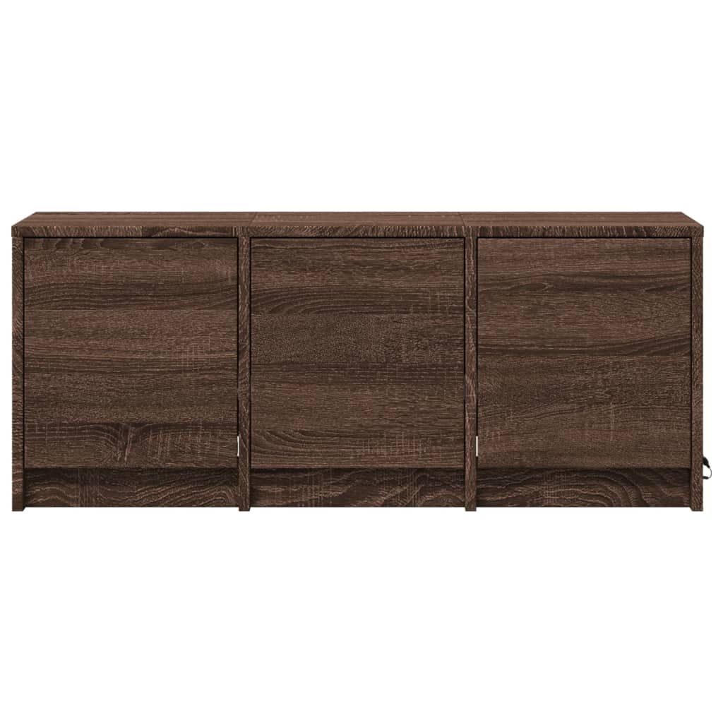 TV Cabinet with LED Brown Oak 97x34x40 cm Engineered Wood