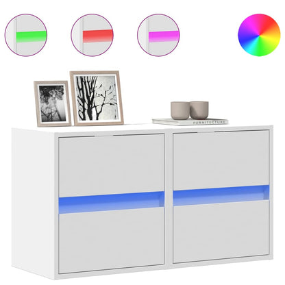 TV Wall Cabinets with LED Lights 2 pcs White 41x31x45 cm