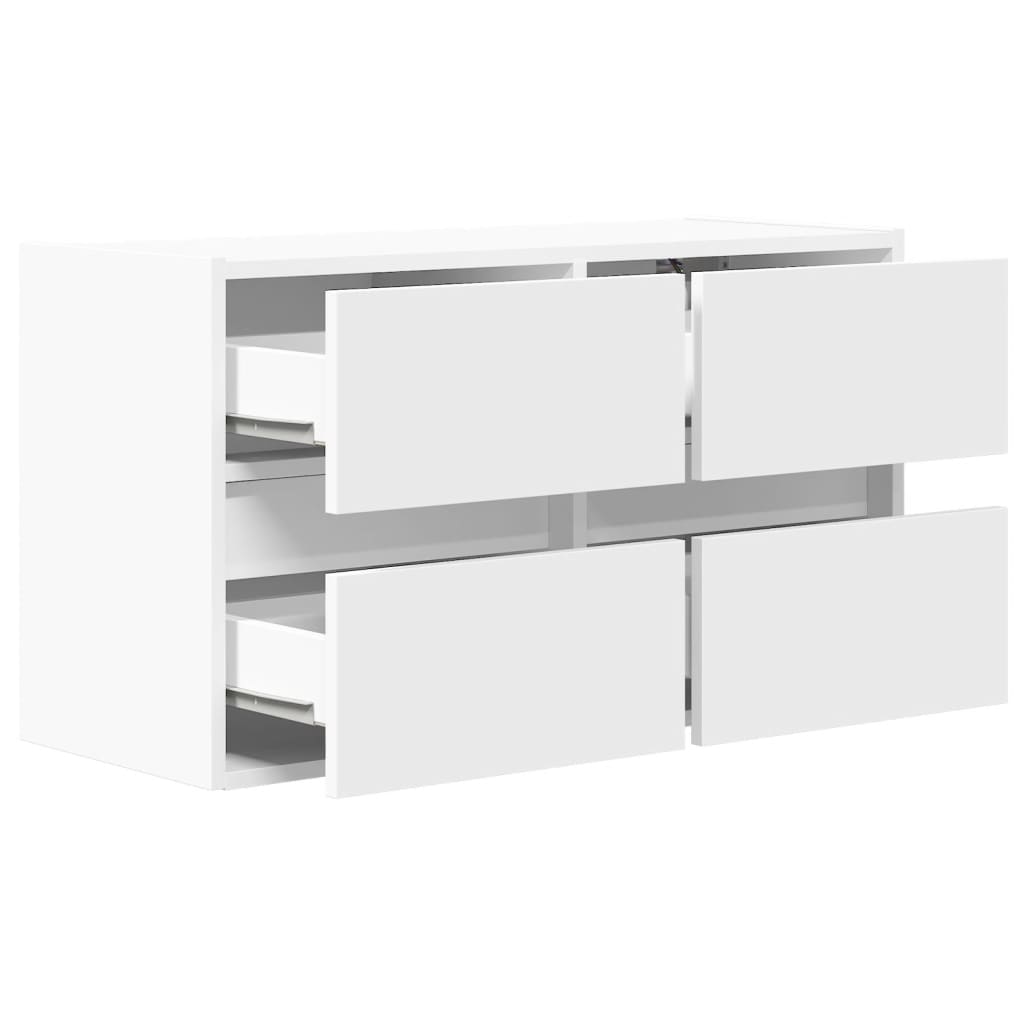 TV Wall Cabinet with LED Lights White 80x31x45 cm