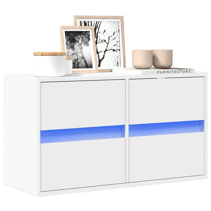 TV Wall Cabinet with LED Lights White 80x31x45 cm