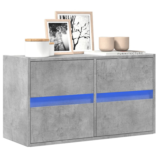 TV Wall Cabinet with LED Lights Concrete Grey 80x31x45 cm