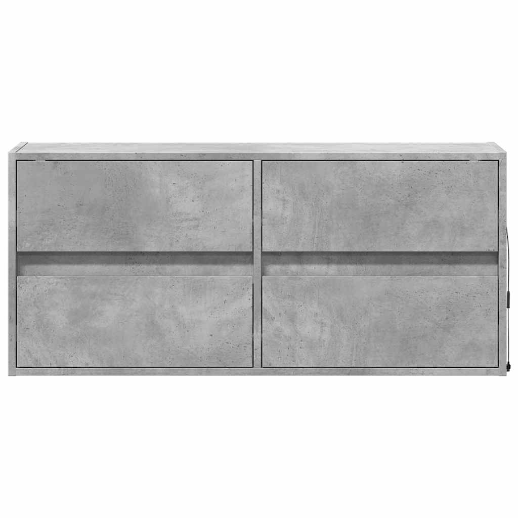 TV Wall Cabinet with LED Lights Concrete Grey 100x31x45 cm