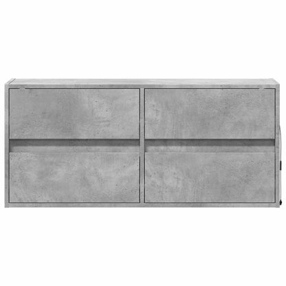 TV Wall Cabinet with LED Lights Concrete Grey 100x31x45 cm